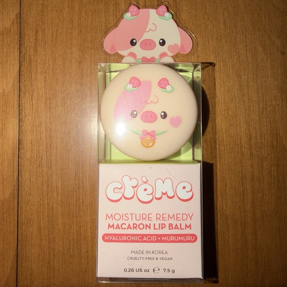 NEW The Creme‎ Shop Macaron Cow Strawberry Milk Lip Balm Limited Rare
